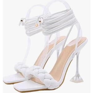 Size 10 YSMIIH Braided Ankle Strap Ballet Lace Up Stiletto